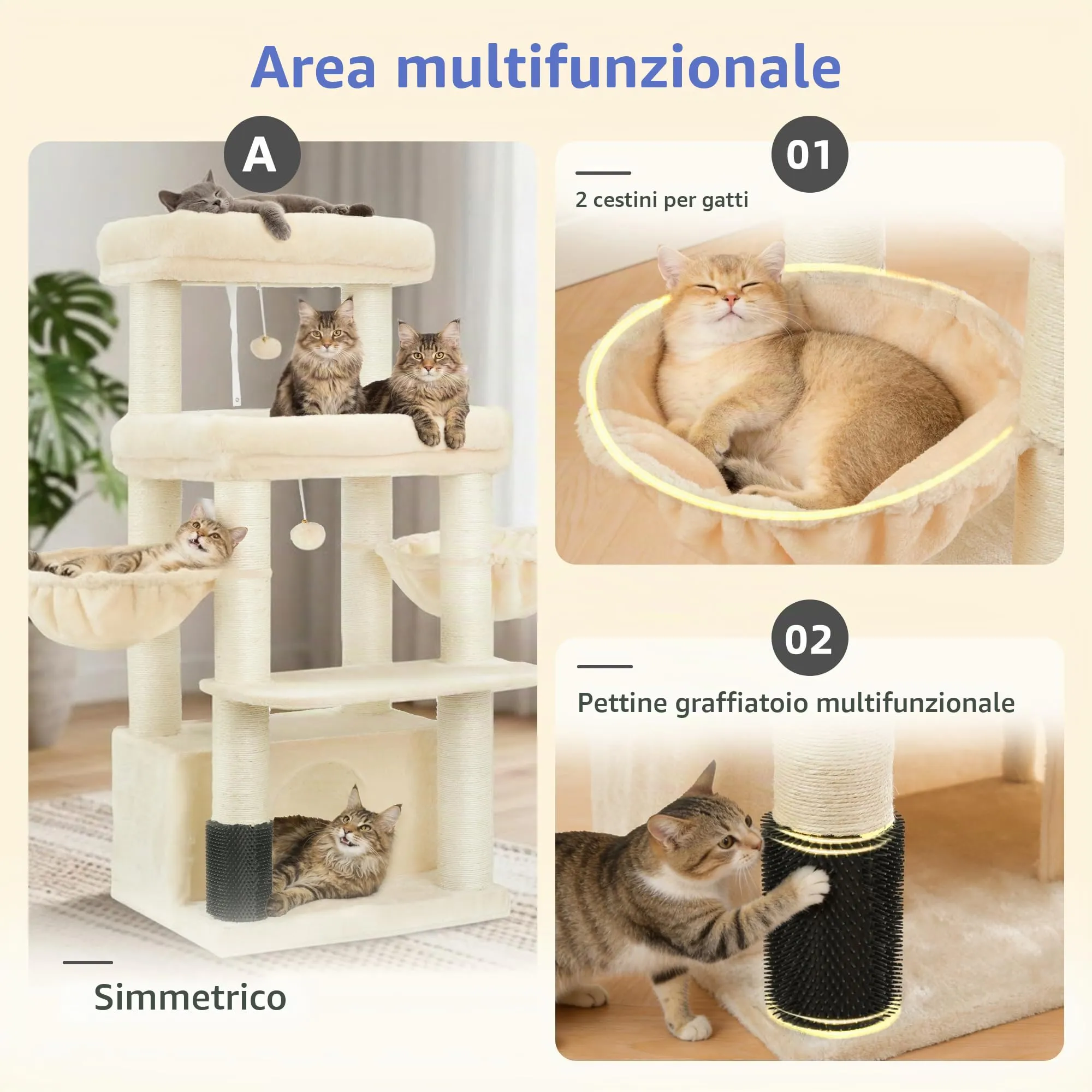 Hey-brother Tiragraffi per Gatti, Colonna sisal 8cm spessa, Cuccia, MPJ02M - immagine 6