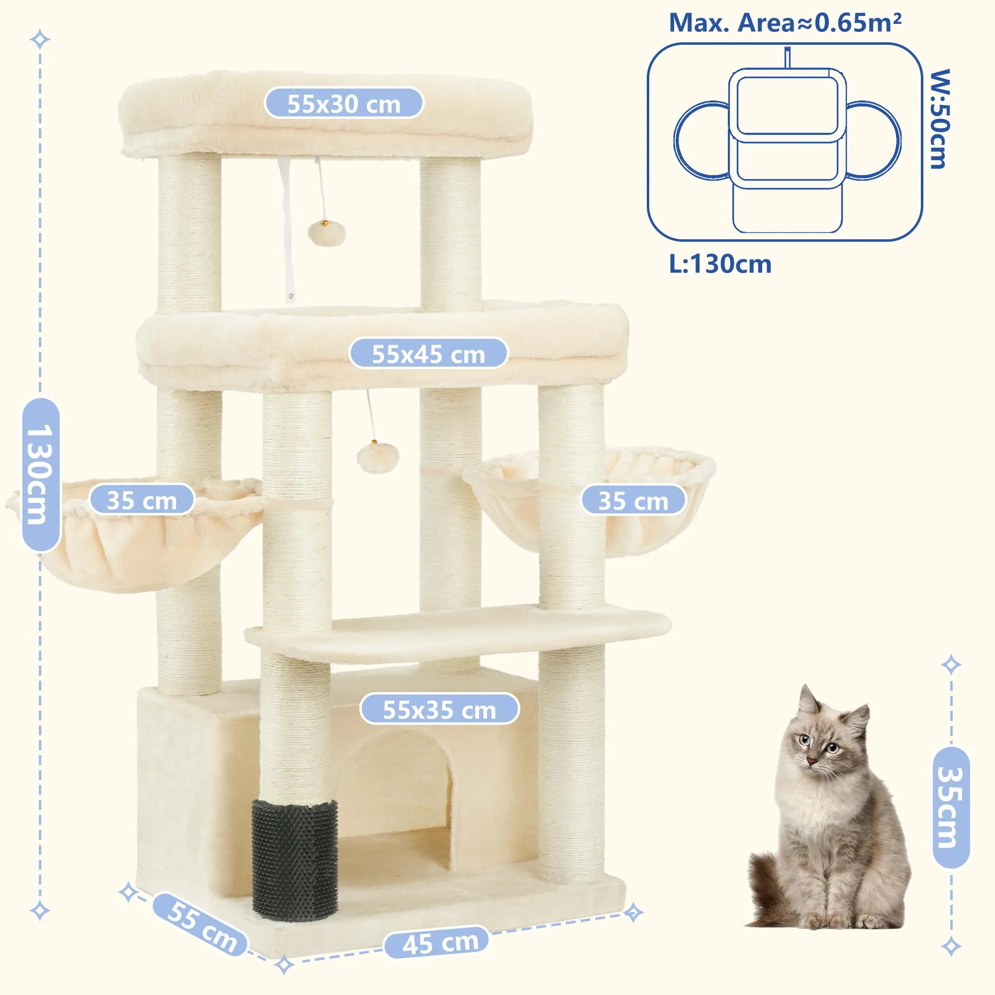 Hey-brother Tiragraffi per Gatti, Colonna sisal 8cm spessa, Cuccia, MPJ02M - immagine 8