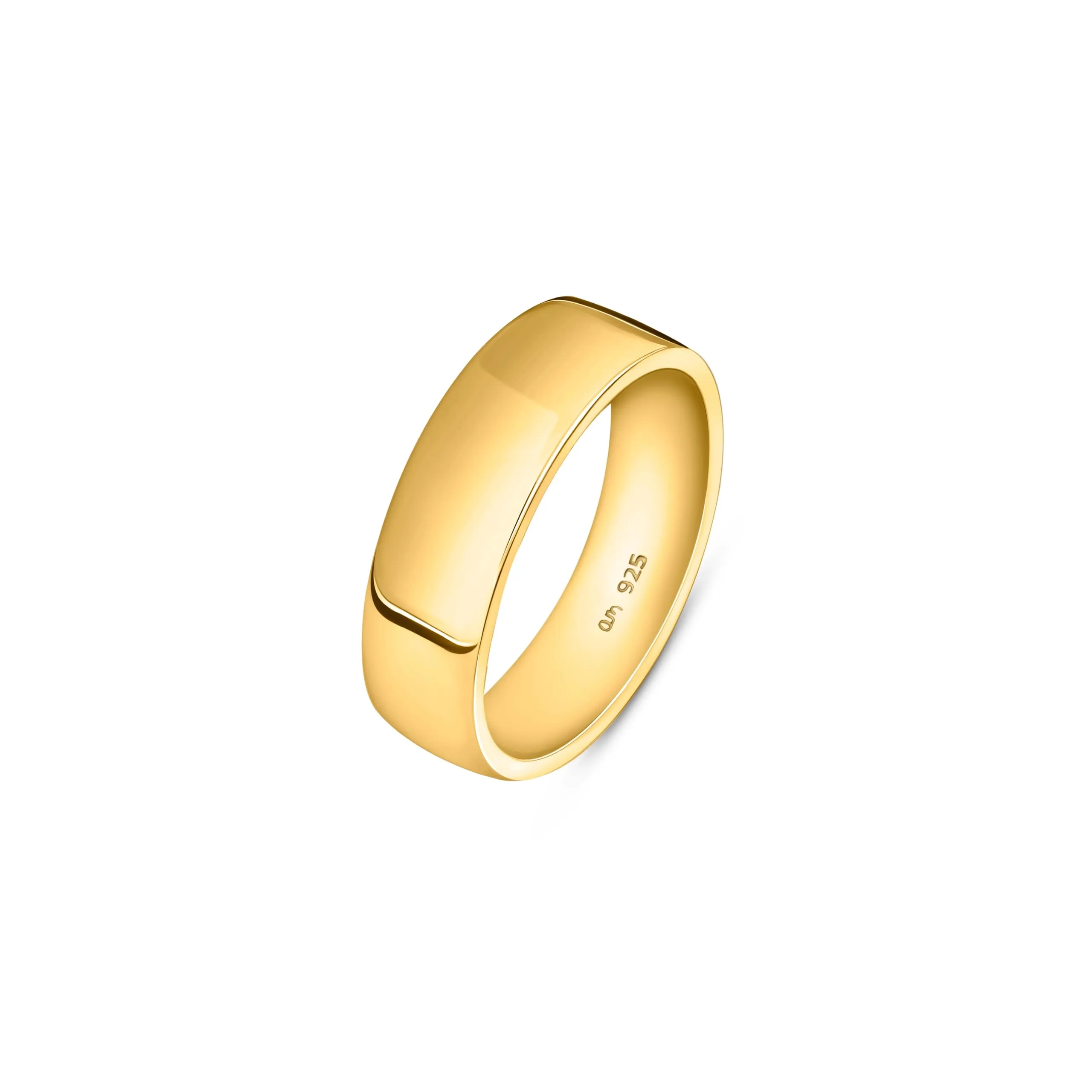 Amberta Fede Nuziale per Uomo in Argento Sterling 925 o Placcata Oro | Anello Pollice Uomo Fascia 5 6 8 mm Fedina Sposo Matrimonio: Oro 6 mm - Misura 21 - immagine 1