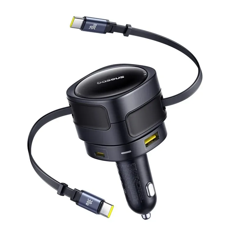 Caricabatteria da auto con cavo USB-C Baseus Enjoyment Max, 90 W, 1 x USB-A - 1 x USB-C, Nero C00035507121-03 - immagine 1