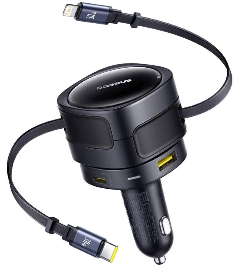 Caricabatterie da auto con cavo USB-C / Lightning Baseus Enjoyment Max, 90 W, 1 x USB-A - 1 x USB-C, Nero C00035507121-02 - immagine 1
