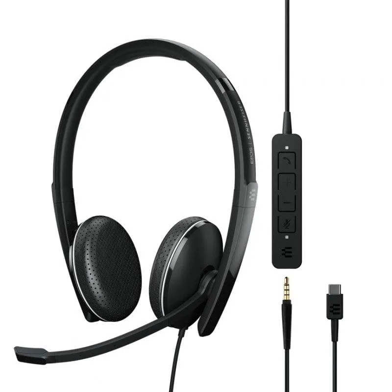 Auricolari Epos Adapt 165 USB-C II con cavo USB-C e jack 3,5 mm per ufficio, microfono con cancellazione di rumore, nero - immagine 1
