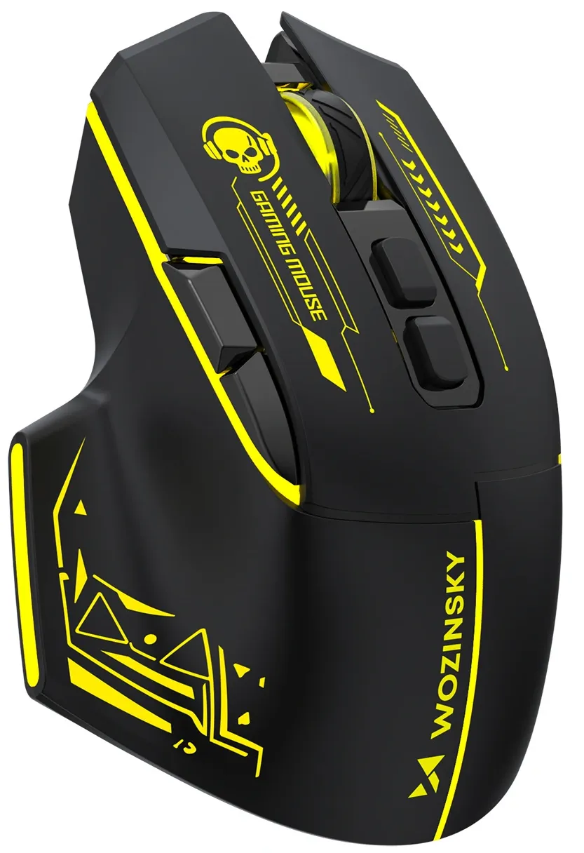 Mouse Gaming Wireless WZK WMGB-1181, 3200DPI, Nero Giallo - immagine 1