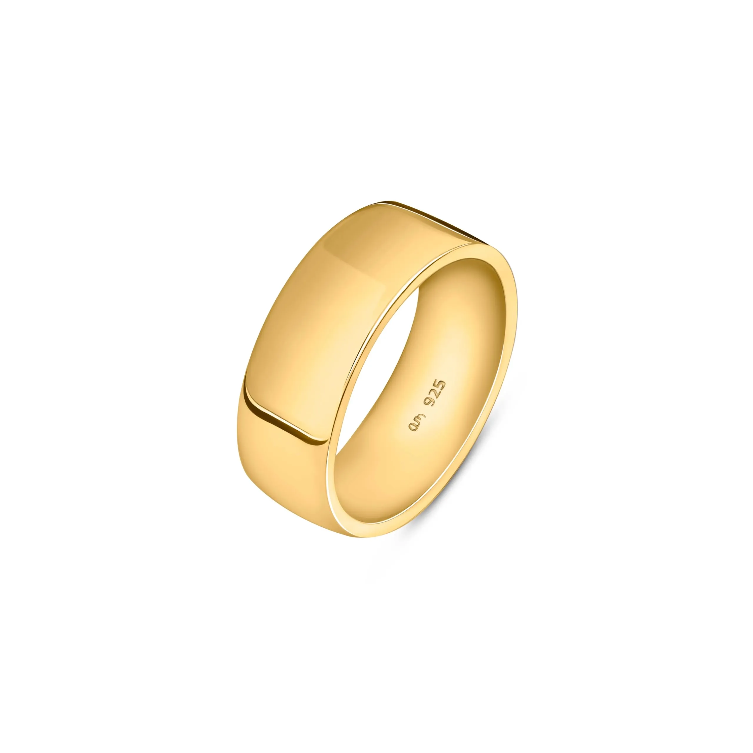 Amberta Fede Nuziale per Uomo in Argento Sterling 925 o Placcata Oro | Anello Pollice Uomo Fascia 5 6 8 mm Fedina Sposo Matrimonio: Oro 8 mm - Misura 21 - immagine 1