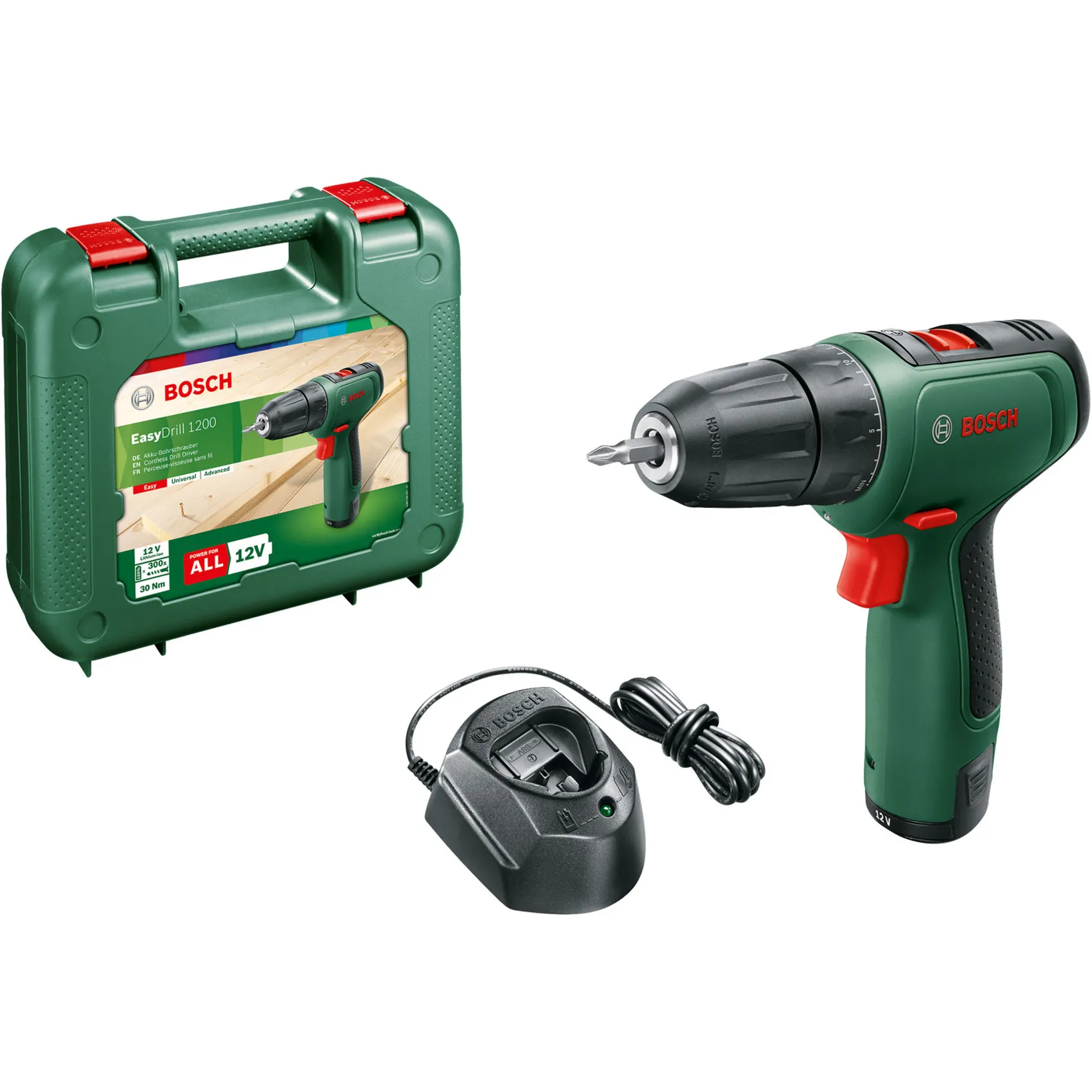 EasyDrill 1200 1500 Giri/min Senza chiave 940 g Nero, Verde, Trapano avvitatore - immagine 1