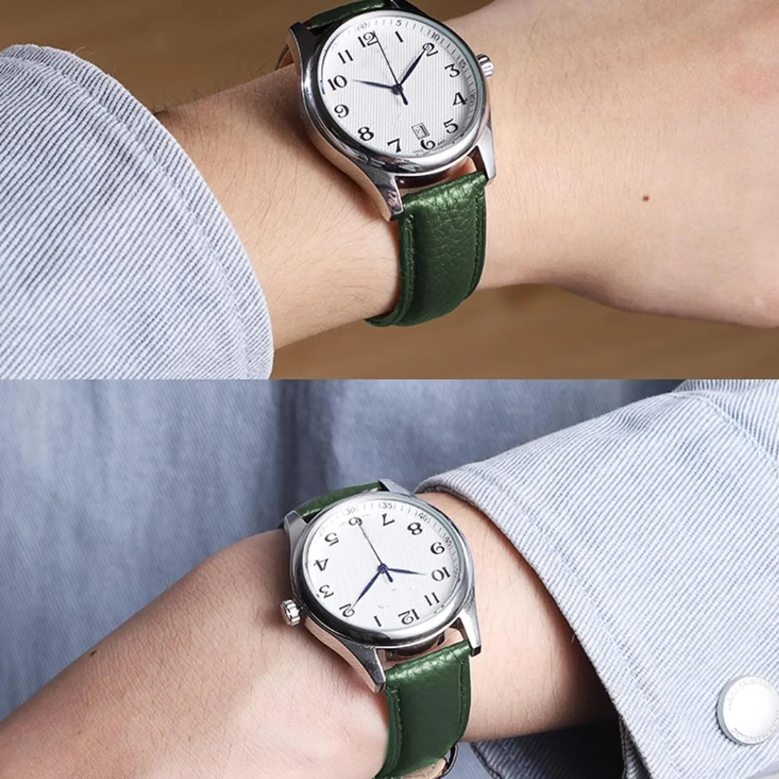 Aoeiwv Cinturini Orologio in Pelle Sgancio Rapido Mano Cucito Tessura Imbottito Cinturino 12/13/14/15/16/17/18/19/20/21/22/23/24 mm Cinturino Orologio in Pelle Genuina per Donne Uomini - immagine 3