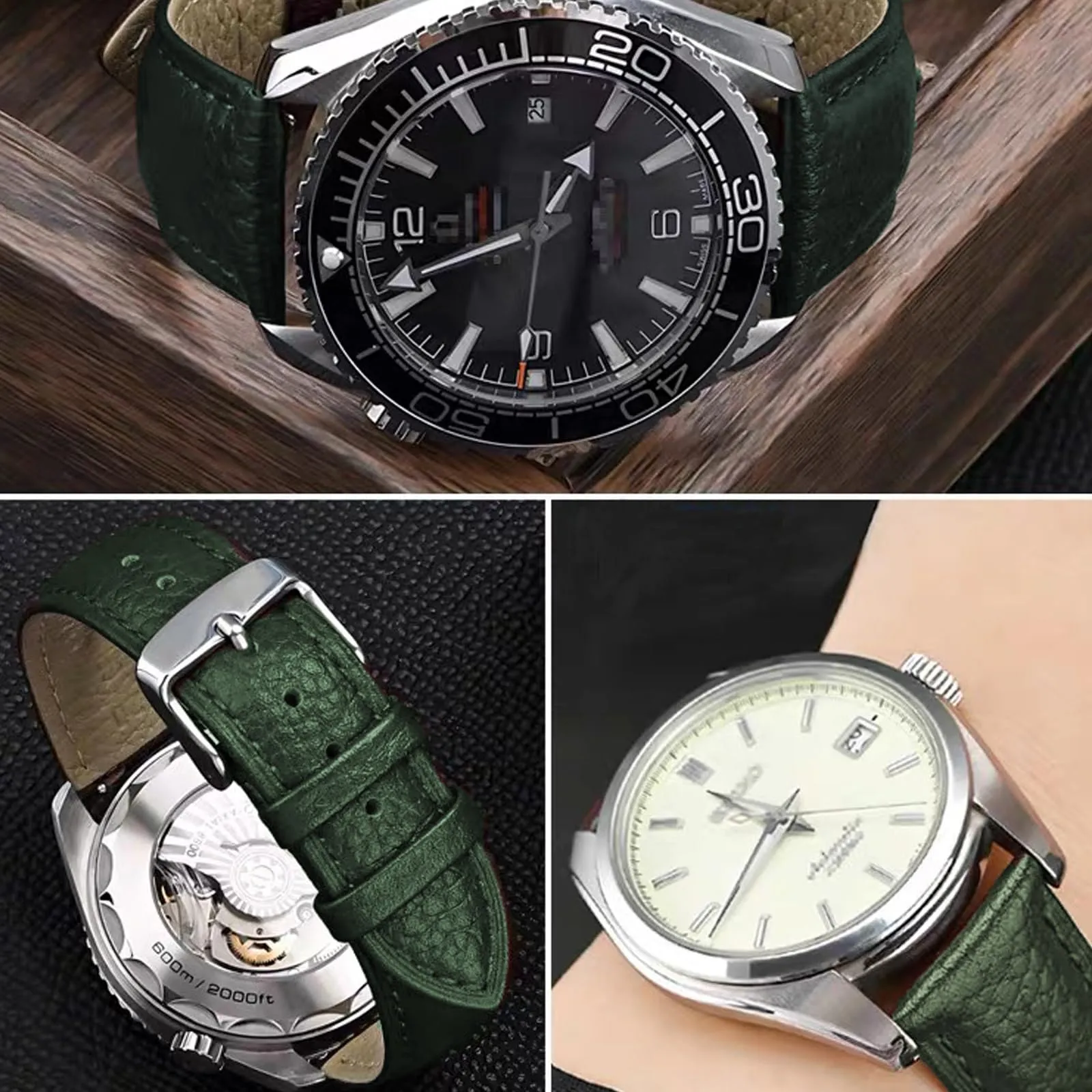 Aoeiwv Cinturini Orologio in Pelle Sgancio Rapido Mano Cucito Tessura Imbottito Cinturino 12/13/14/15/16/17/18/19/20/21/22/23/24 mm Cinturino Orologio in Pelle Genuina per Donne Uomini - immagine 6
