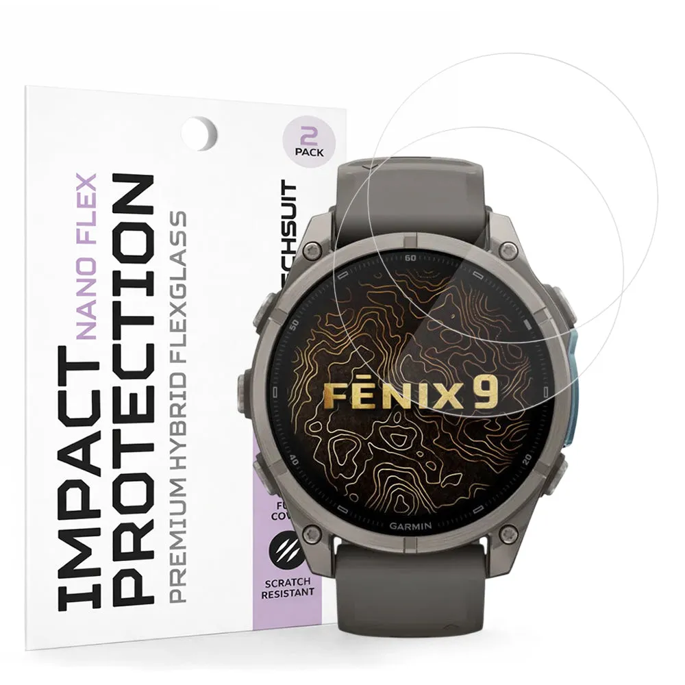 Pellicola Protettiva Techsuit Nano Flex per Garmin Fenix 9 Pro 43mm / Fenix 9 43mm, Set 2 pezzi, Plastica, Nera - immagine 1