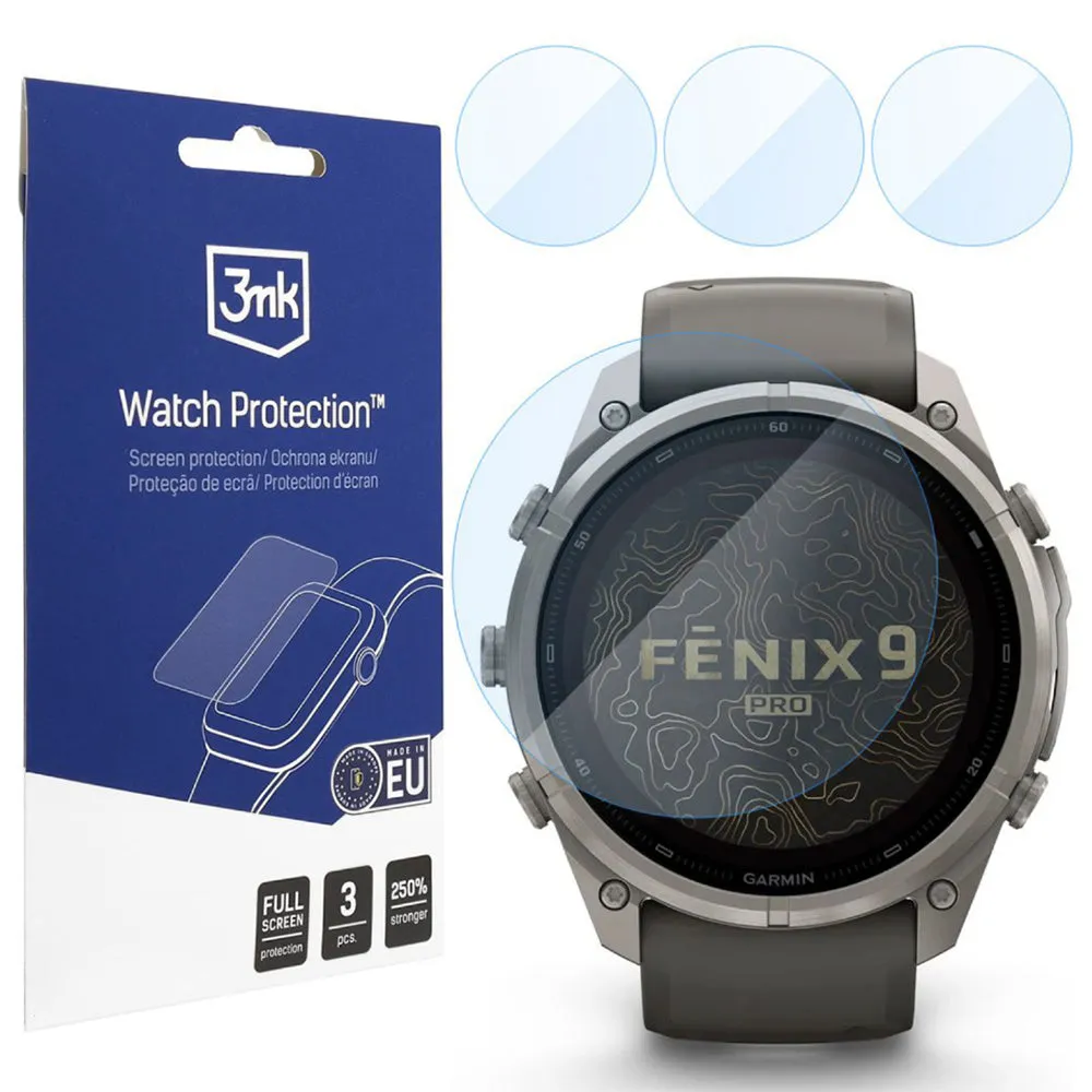 Pellicola Protettiva 3MK FlexibleGlass per Garmin Fenix 9 Pro Solar 47mm, Set da 3 pezzi, Vetro Flessibile - immagine 1