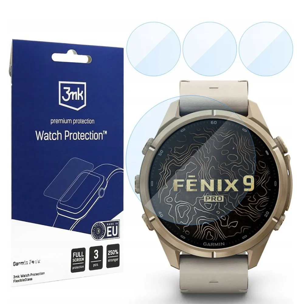 Pellicola Protettiva 3MK FlexibleGlass per Garmin Fenix 9 Pro 43mm, Set da 3 pezzi, Vetro Flessibile - immagine 1
