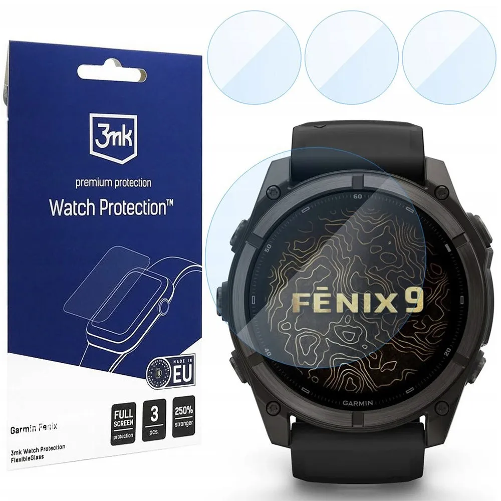 Pellicola Protettiva 3MK FlexibleGlass per Garmin Fenix 9 51mm, Set da 3 pezzi, Vetro Flessibile - immagine 1