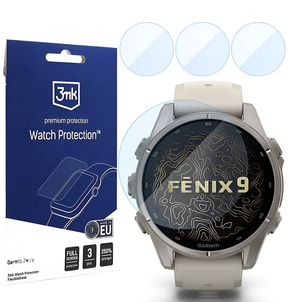 Pellicola Protettiva 3MK FlexibleGlass per Garmin Fenix 9 43mm, Set da 3 pezzi, Vetro Flessibile - immagine 1