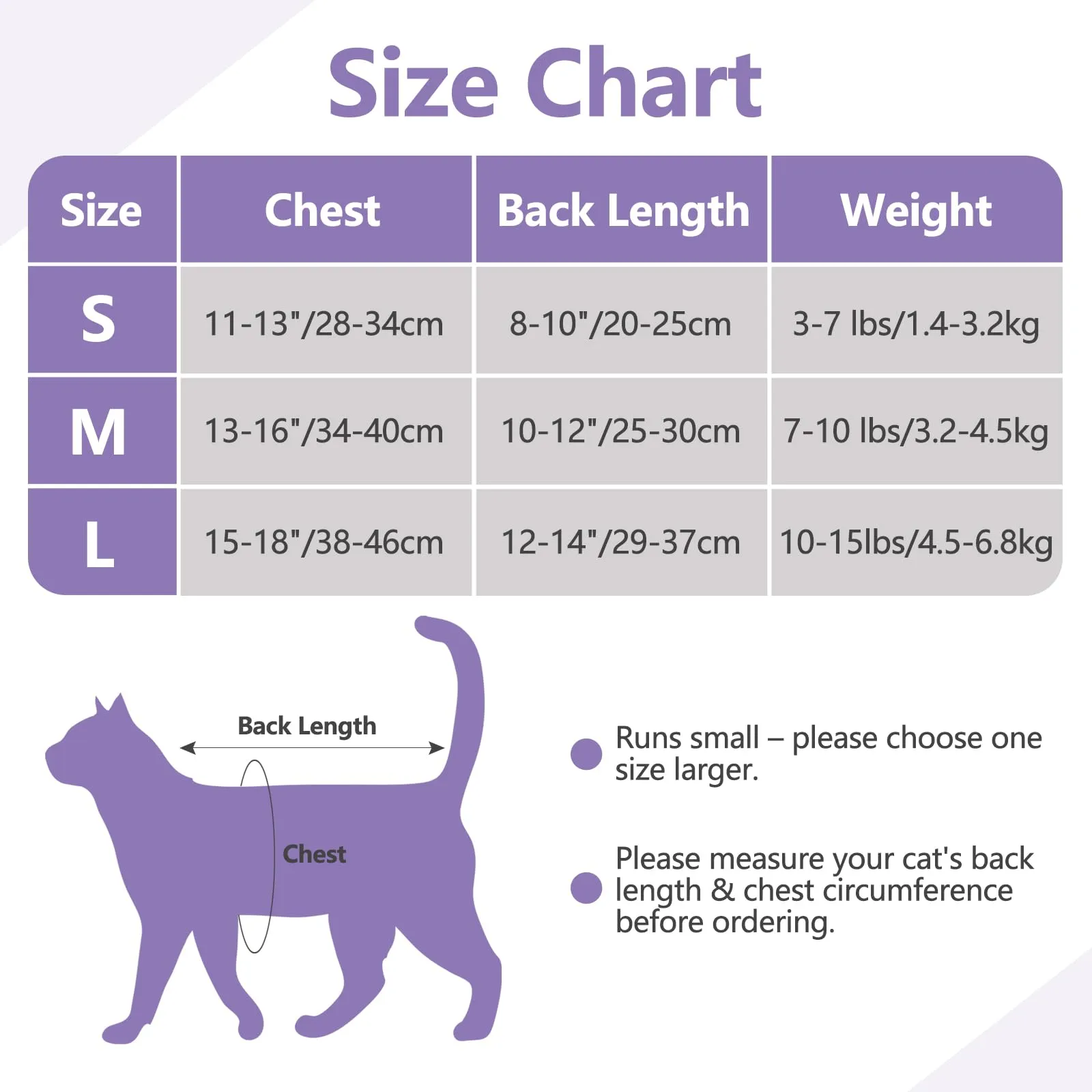 Poiinvc Body Gatto Post Operatorio Tuta Recupero Chirurgico Anti-Leccare Alternative al Collare Elisabettiano Vestito Post Sterilizzazione per Ferite Addominali (Viola, S) - immagine 2