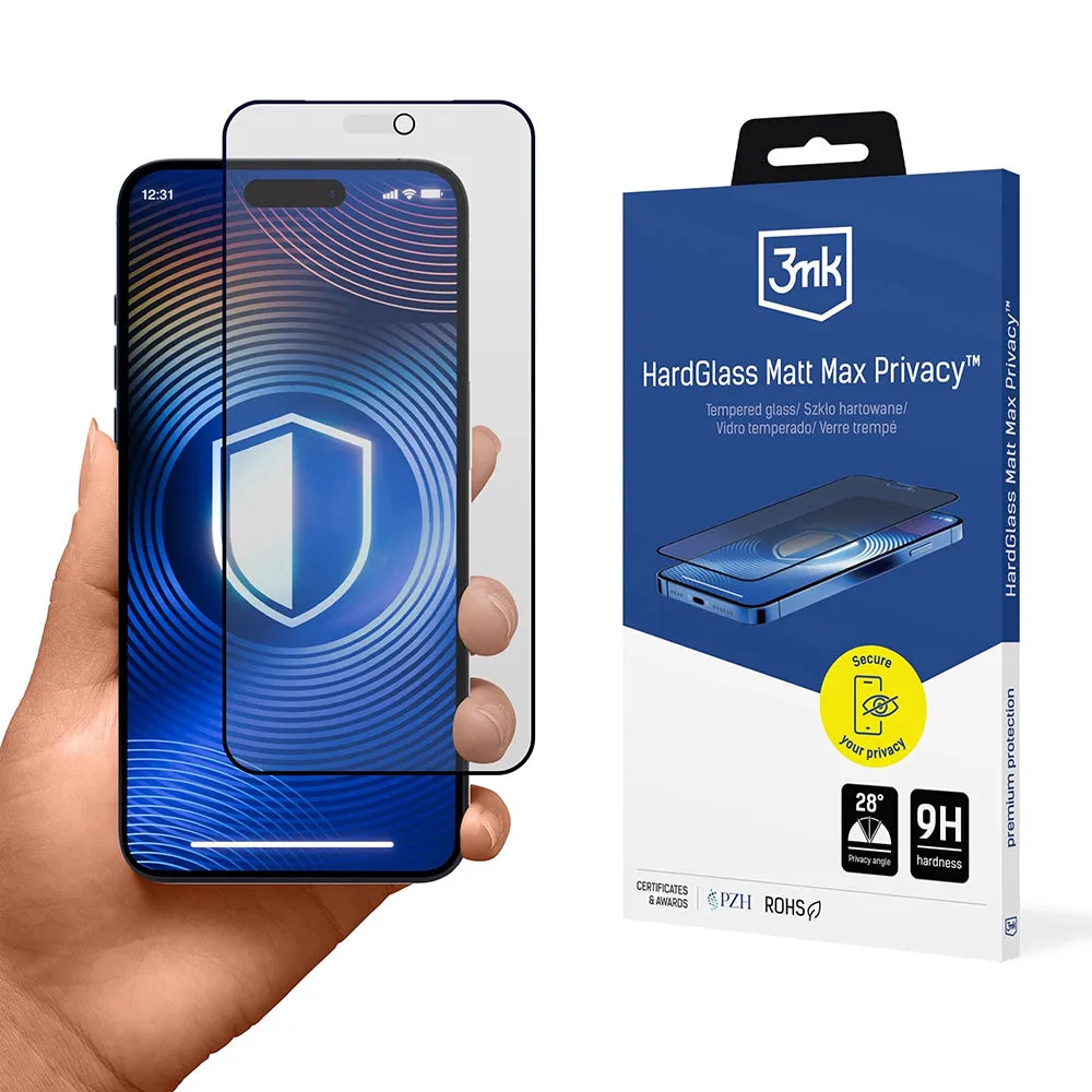 Pellicola protettiva per schermo Matte Privacy 3MK Max per Apple iPhone 18 Pro Max, Vetro temperato, Colla completa - immagine 1