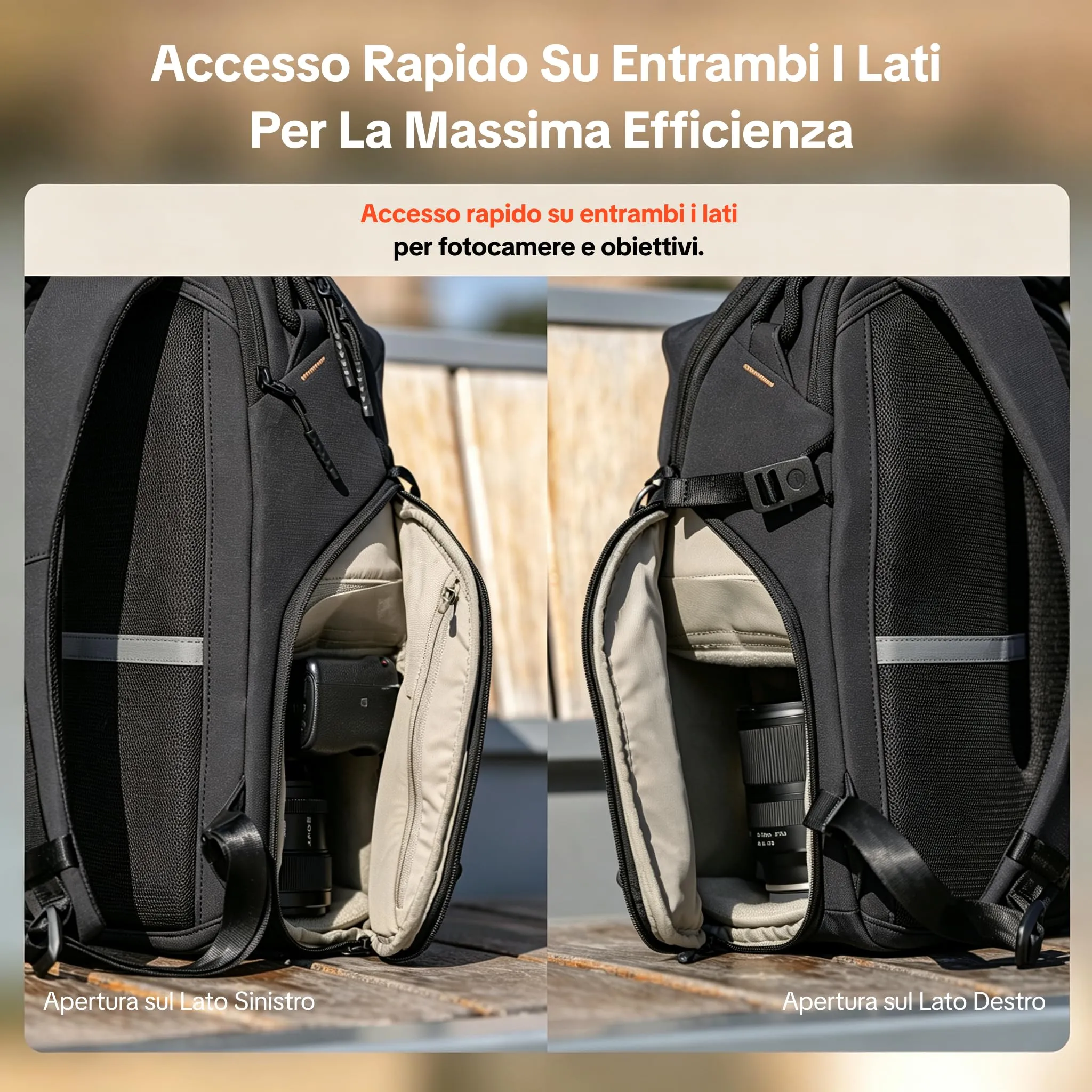 PGYTECH OneGo Lite Zaino per Fotocamera 12L, Piccola Borsa Fotografica Compatta per Donne e Corporature Minute, per Fotocamere Mirrorless/Reflex Sony/Canon/Nikon, Resistente all'Acqua (Viola) - immagine 3