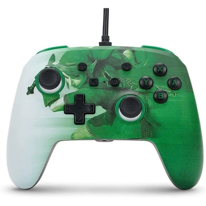 Gamepad PowerA Heroic Link Zelda Cablato Verde Bianco per Nintendo Switch - immagine 1