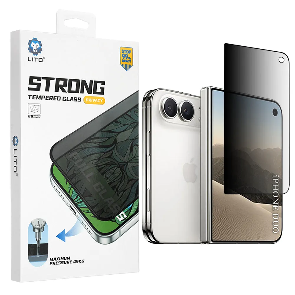 Pellicola protettiva per schermo esterno Privacy Lito D+ Max Strong per Apple iPhone Duo, vetro temperato, Full Glue - immagine 1