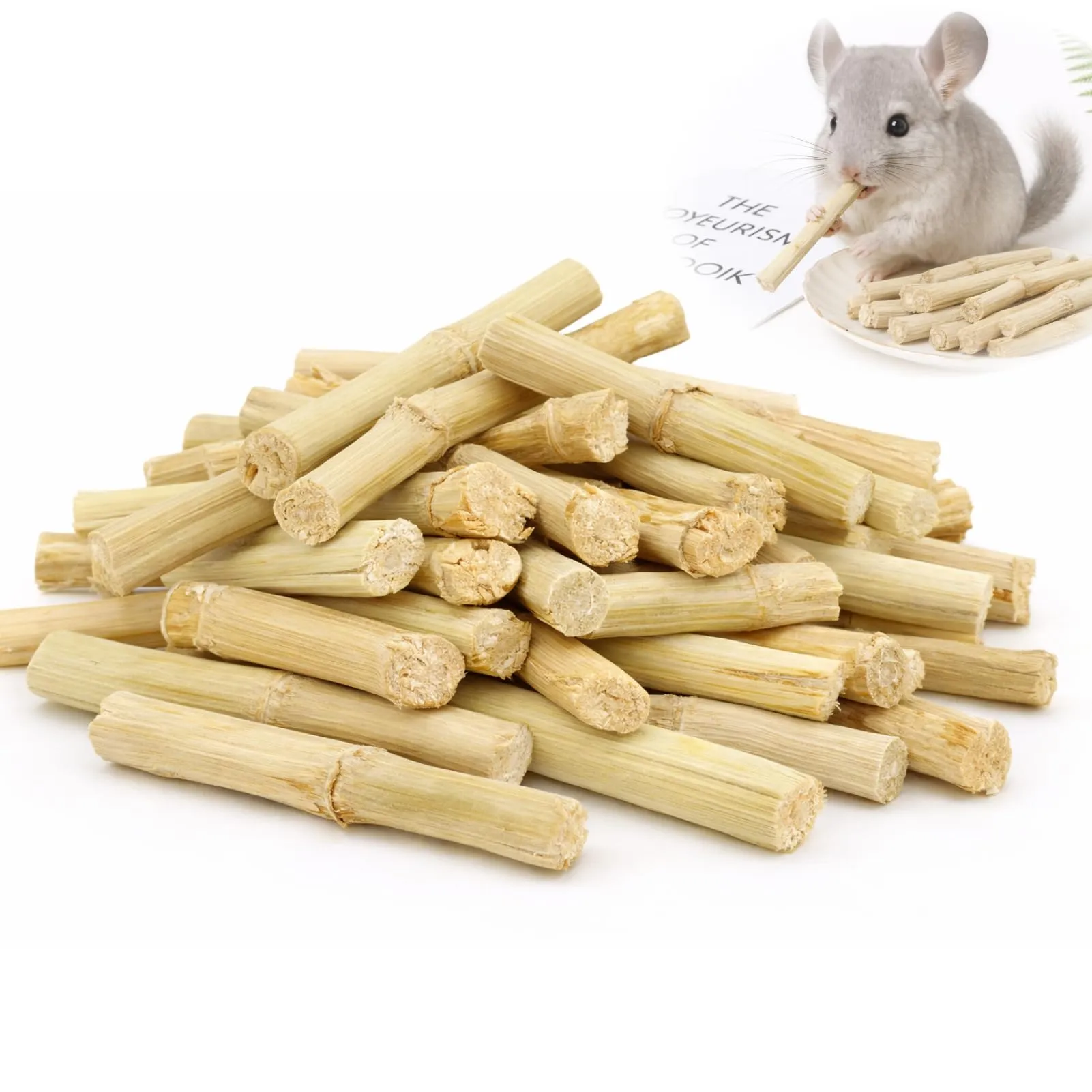 Rowglow 120g Bastoncini Bambu Coniglio Naturale, Bastoncino Bambù Per Cincillà Criceto Porcellino D'India (120g Bastoncini Bambu Coniglio) - immagine 1