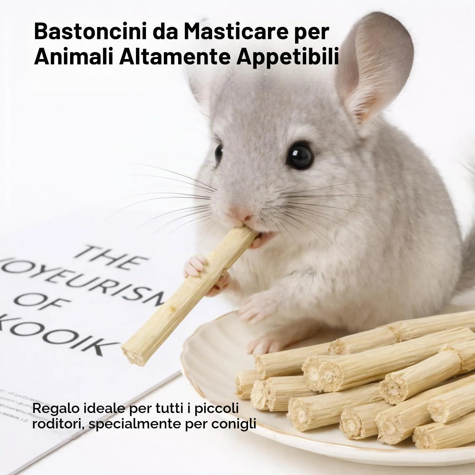 Rowglow 120g Bastoncini Bambu Coniglio Naturale, Bastoncino Bambù Per Cincillà Criceto Porcellino D'India (120g Bastoncini Bambu Coniglio) - immagine 4