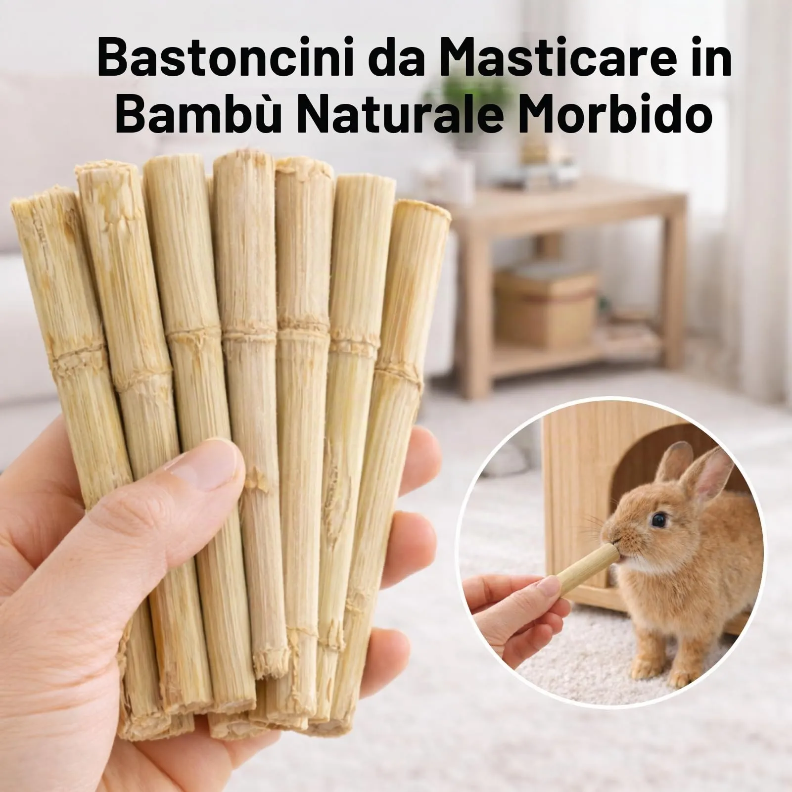 Rowglow 120g Bastoncini Bambu Coniglio Naturale, Bastoncino Bambù Per Cincillà Criceto Porcellino D'India (120g Bastoncini Bambu Coniglio) - immagine 5