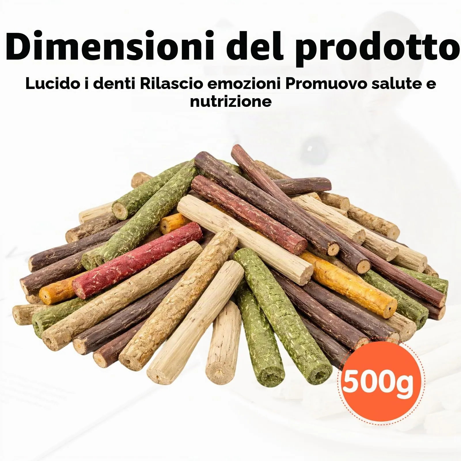 RowGlow 500g bastoncini Di Fieno mela Bambu Coniglio Naturale, Bastoncino Bambù Timothy melo Di Barbabietola Erba Medica Giochi Per Cincillà Criceto Porcellino D'India (miscela 500g) - immagine 2