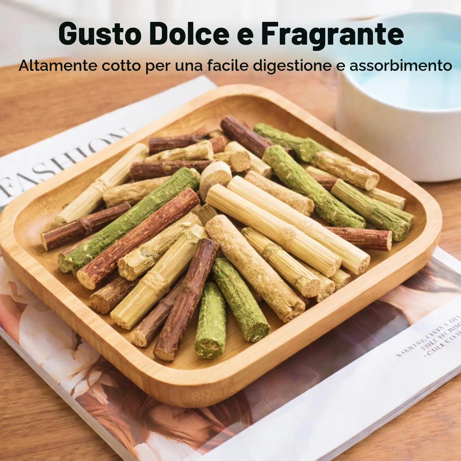 RowGlow 500g bastoncini Di Fieno mela Bambu Coniglio Naturale, Bastoncino Bambù Timothy melo Di Barbabietola Erba Medica Giochi Per Cincillà Criceto Porcellino D'India (miscela 500g) - immagine 3