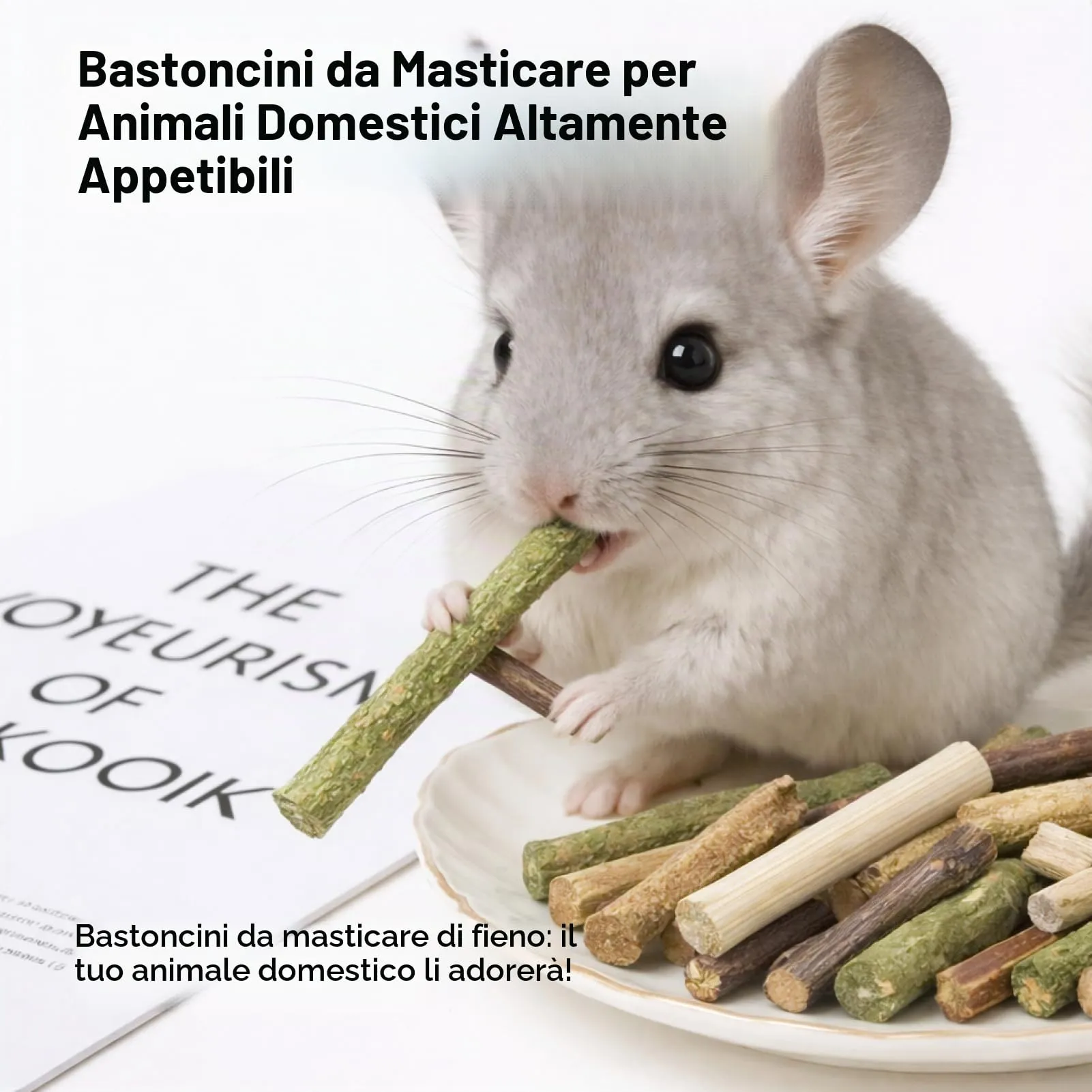 RowGlow 500g bastoncini Di Fieno mela Bambu Coniglio Naturale, Bastoncino Bambù Timothy melo Di Barbabietola Erba Medica Giochi Per Cincillà Criceto Porcellino D'India (miscela 500g) - immagine 4