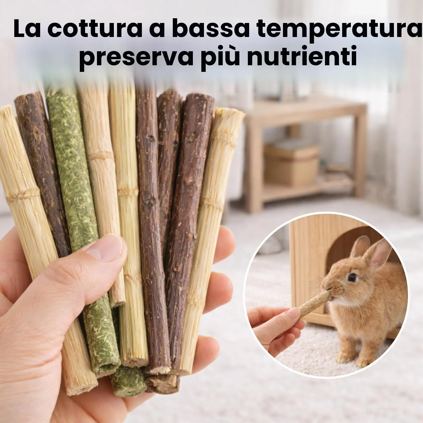 RowGlow 500g bastoncini Di Fieno mela Bambu Coniglio Naturale, Bastoncino Bambù Timothy melo Di Barbabietola Erba Medica Giochi Per Cincillà Criceto Porcellino D'India (miscela 500g) - immagine 5