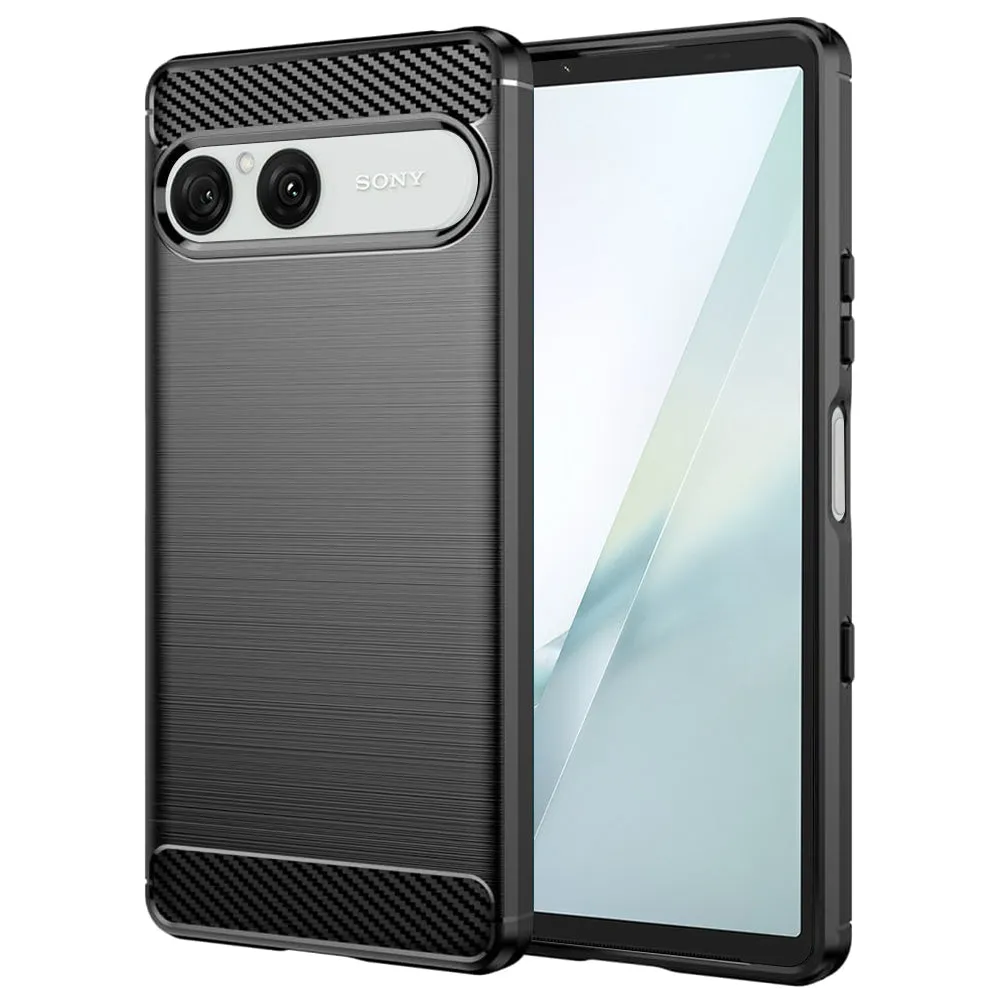 Custodia per Sony Xperia 10 VIII, Techsuit, Carbonio, Nera - immagine 1