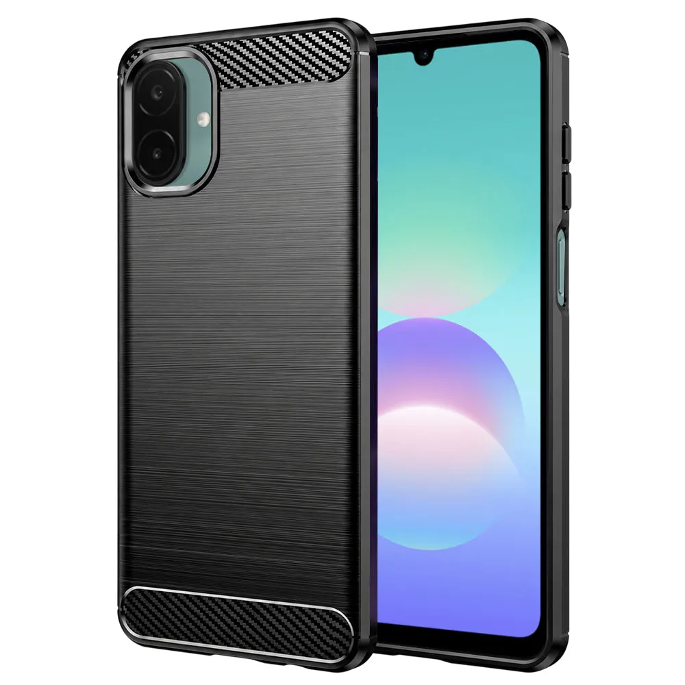 Custodia per Samsung Galaxy A08 4G A085 / A07 5G A076, Techsuit, Carbonio, Nera - immagine 1