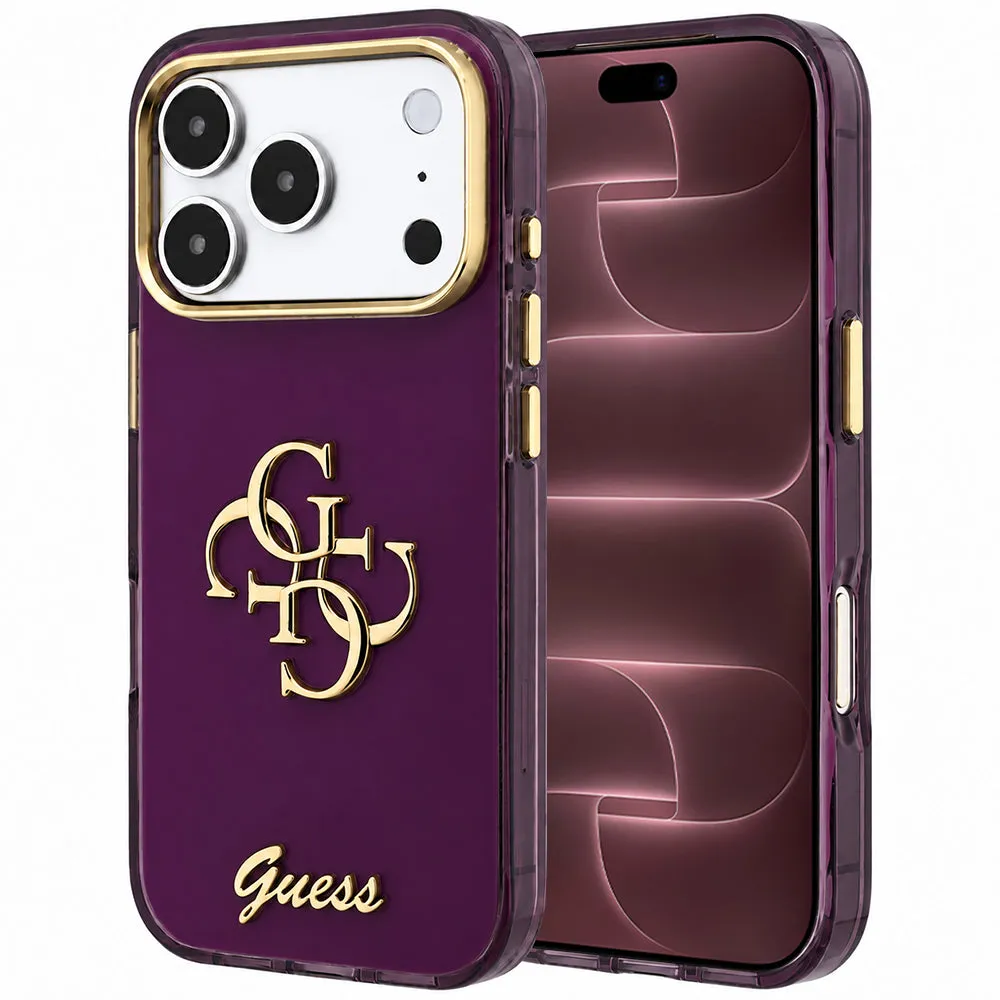 Custodia per Apple iPhone 18 Pro Max / 17 Pro Max, Guess, IML 4G Metal Script, Vinaccia - immagine 1
