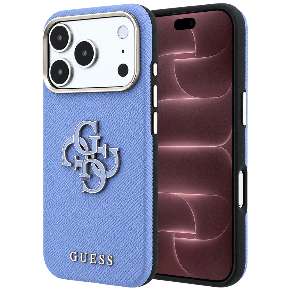 Custodia per Apple iPhone 18 Pro Max / 17 Pro Max, Guess, Logo Grande in Resina Granulata, Blu - immagine 1