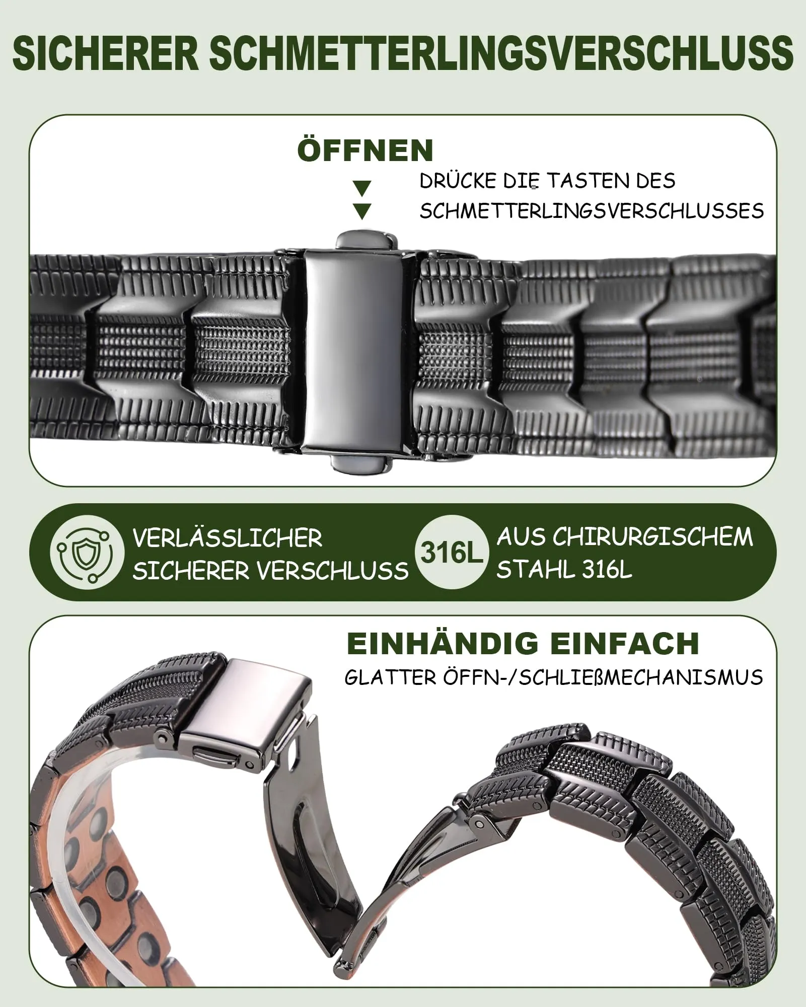 MagEnergy Bracciale in rame da uomo, regolabile con strumento di - immagine 4