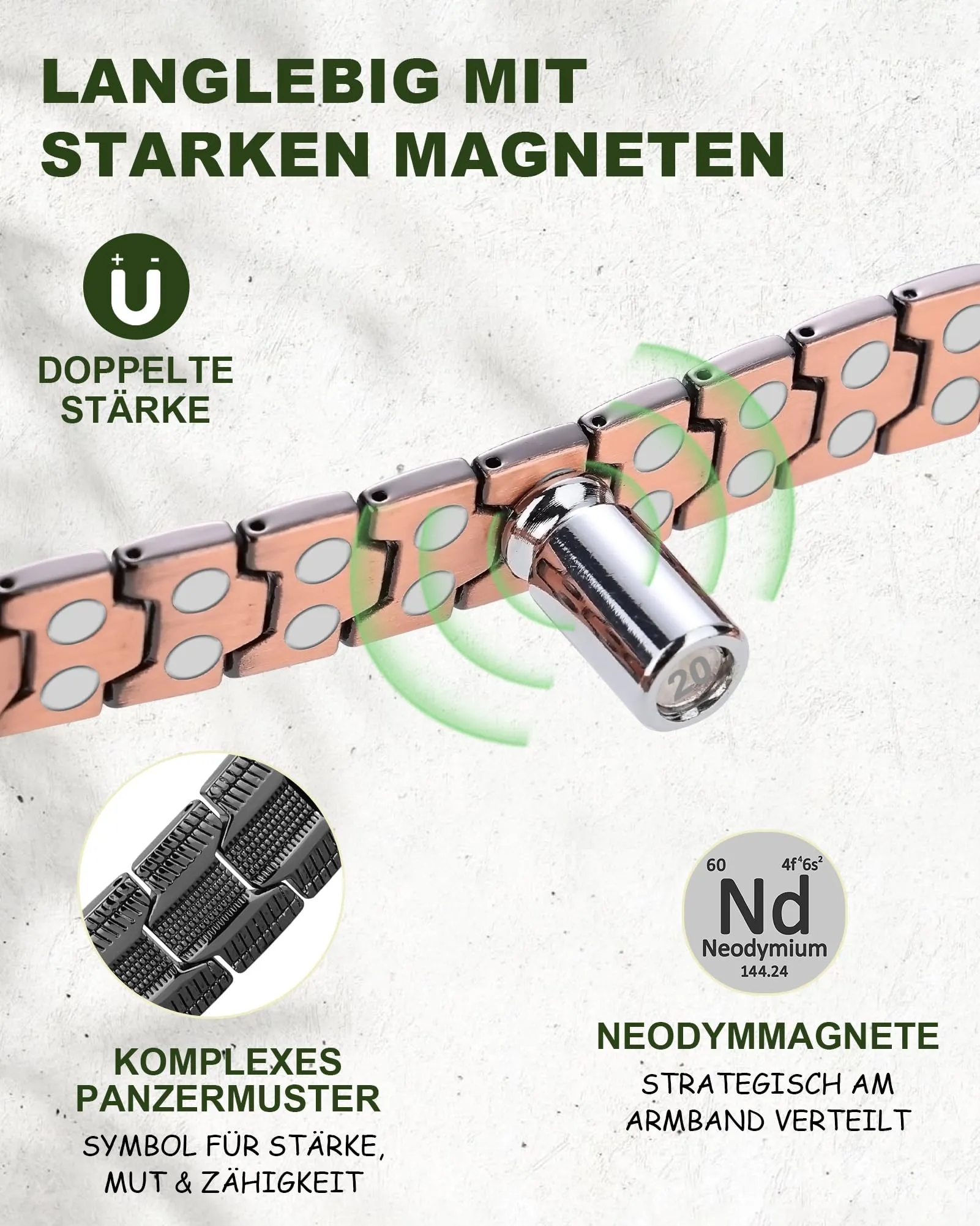MagEnergy Bracciale in rame da uomo, regolabile con strumento di - immagine 5