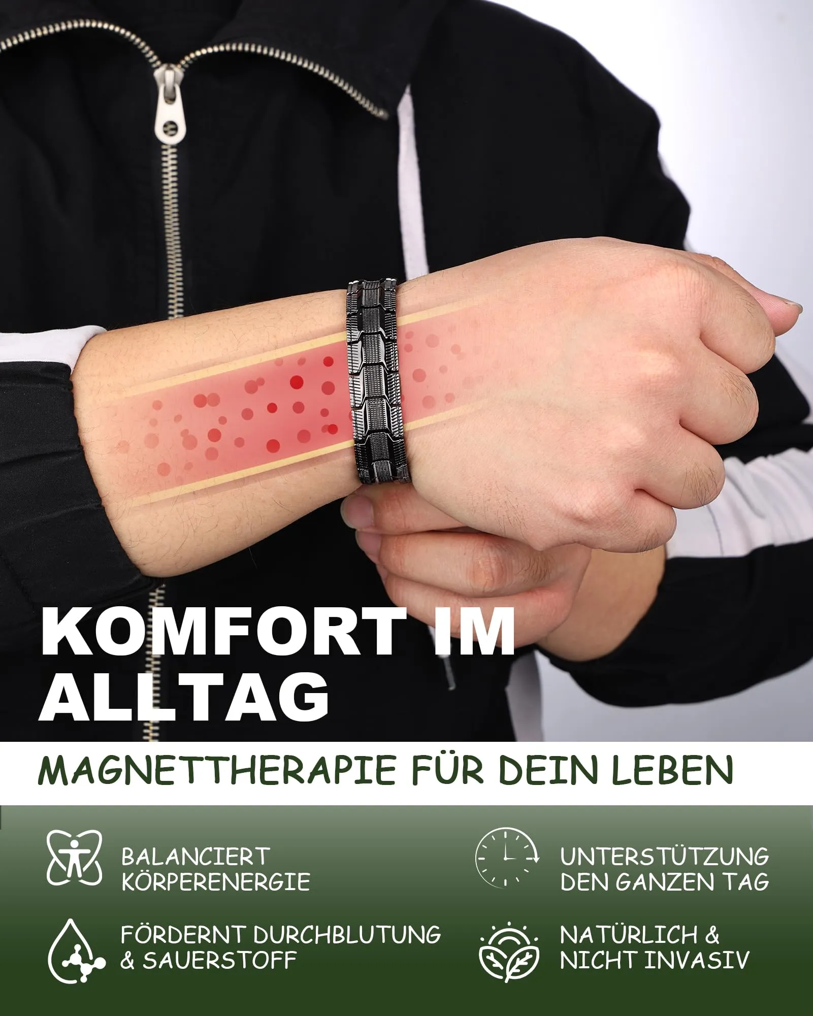 MagEnergy Bracciale in rame da uomo, regolabile con strumento di - immagine 6
