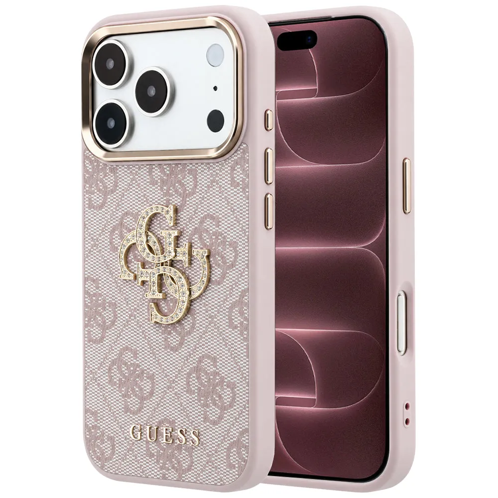 Custodia per Apple iPhone 18 Pro Max / 17 Pro Max, Guess, 4G Big Strass Logo, Rosa - immagine 1