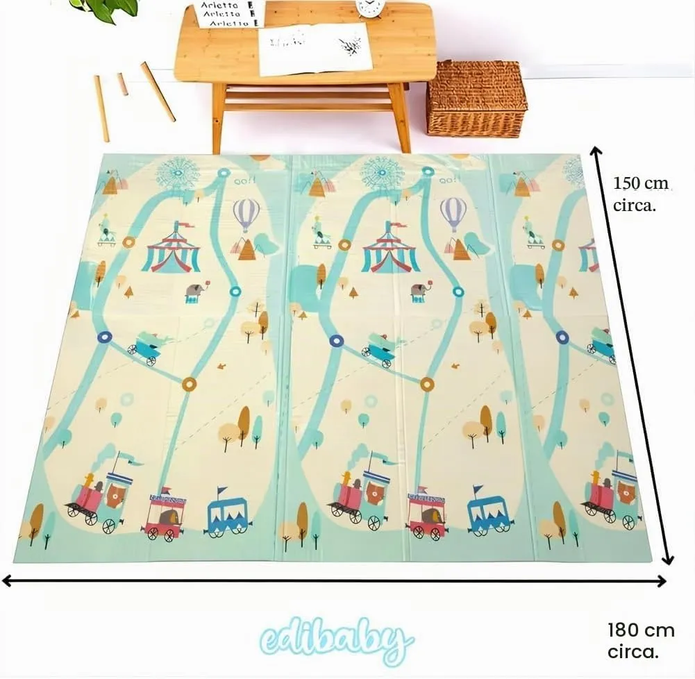 Edibaby, Tappeto Gioco Bambini, 180 x 150 cm, Spessore 1 cm,Tappeti Neonato in XPE Imbottito, Reversibile e Pieghevole, Attività per Cameretta (Fun | 180x150 | 1 cm) - immagine 2