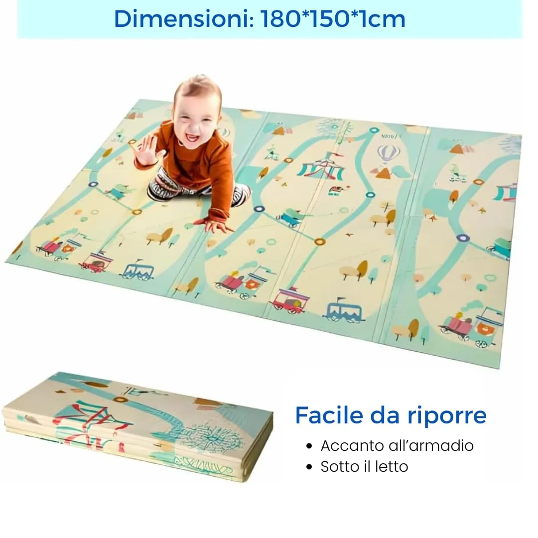 Edibaby, Tappeto Gioco Bambini, 180 x 150 cm, Spessore 1 cm,Tappeti Neonato in XPE Imbottito, Reversibile e Pieghevole, Attività per Cameretta (Fun | 180x150 | 1 cm) - immagine 5