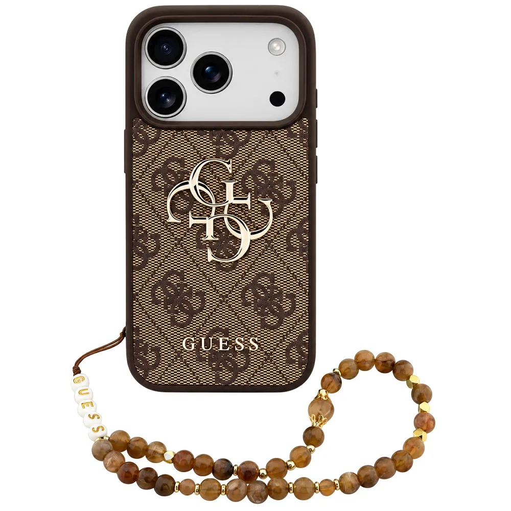 Custodia per Apple iPhone 18 Pro / 17 Pro, Guess, 4G Classic Logo con cinturino, Marrone - immagine 1