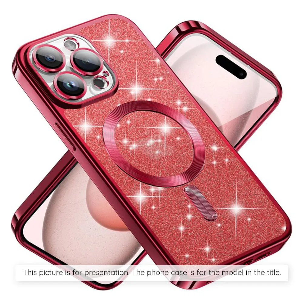 Custodia MagSafe per Xiaomi 17T, Techsuit, Luxury Glitter, Rossa - immagine 1