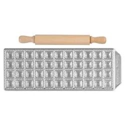 Stampo ravioli 44 fori 2,5 cm con rullo legno RAVIOLAMP Silver 3300 - immagine 1