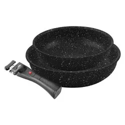 Set padelle 2 pz ( d. 24; 28 cm ) alluminio antiaderente manico amovibile BOLZANO Nero 1011615 - immagine 1
