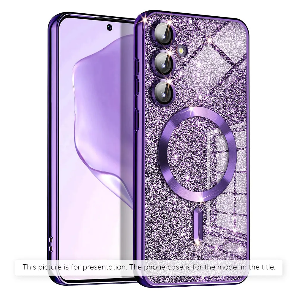 Custodia MagSafe per Xiaomi 17T, Techsuit, Luxury Glitter, Viola Scuro - immagine 1
