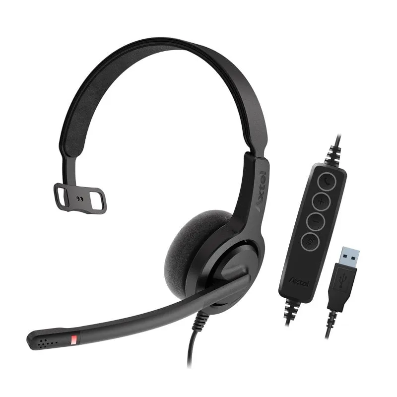 Cuffie Axtel Voice UC28 Mono NC cablate USB con Cancellazione Rumore per ufficio nere - immagine 1