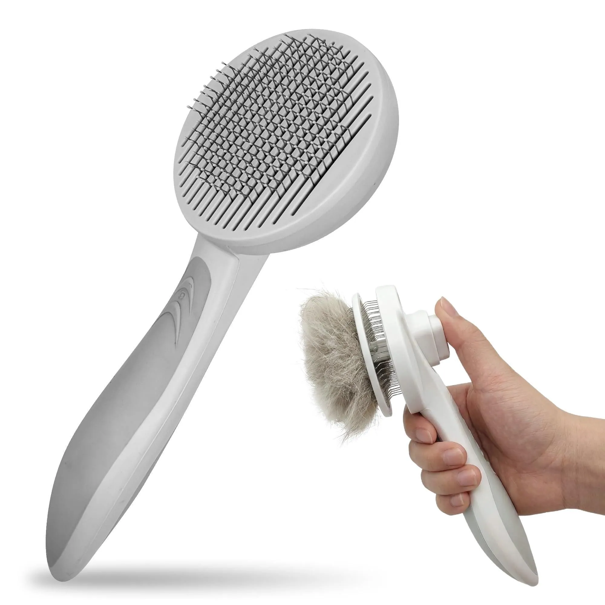 Spazzola premium Veddelholzer per cani & gatti con rimozione del pelo One-Click – spazzola efficace per il sottopelo di cani e gatti, cura delicata del mantello & districatura - immagine 1