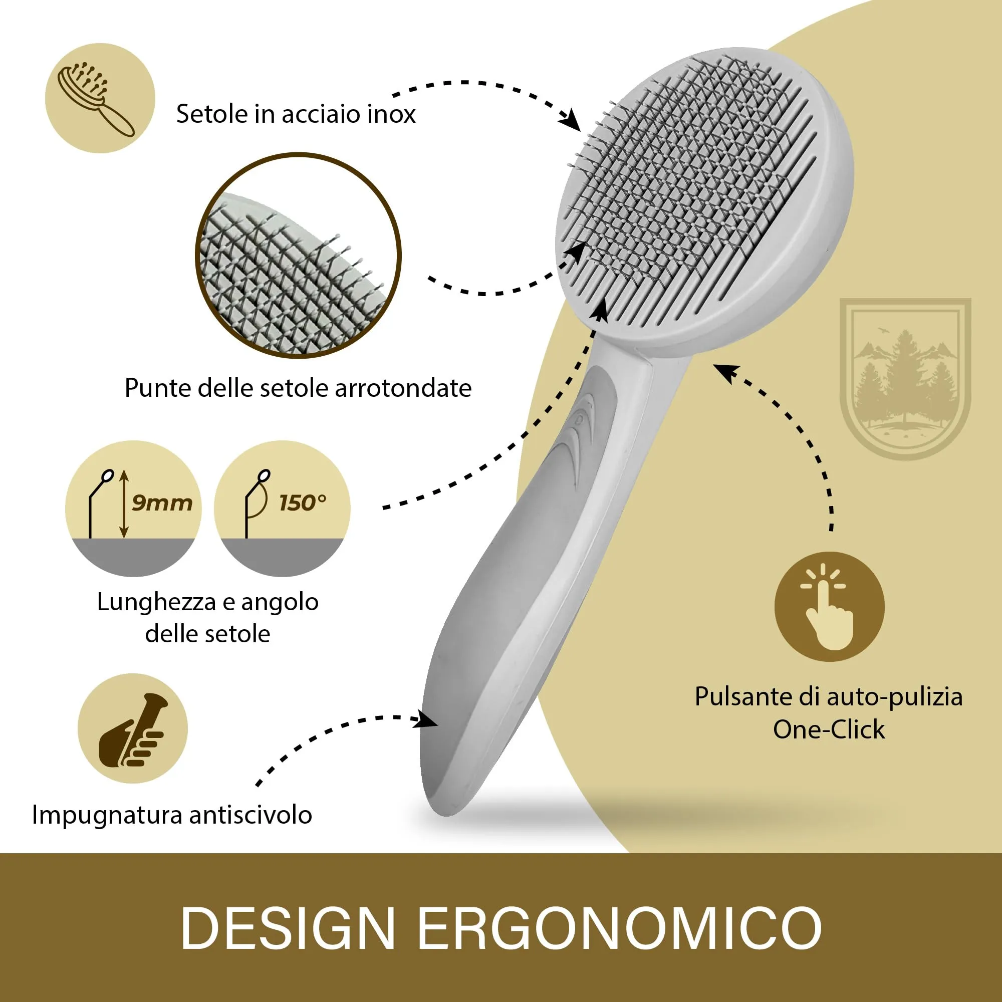 Spazzola premium Veddelholzer per cani & gatti con rimozione del pelo One-Click – spazzola efficace per il sottopelo di cani e gatti, cura delicata del mantello & districatura - immagine 2