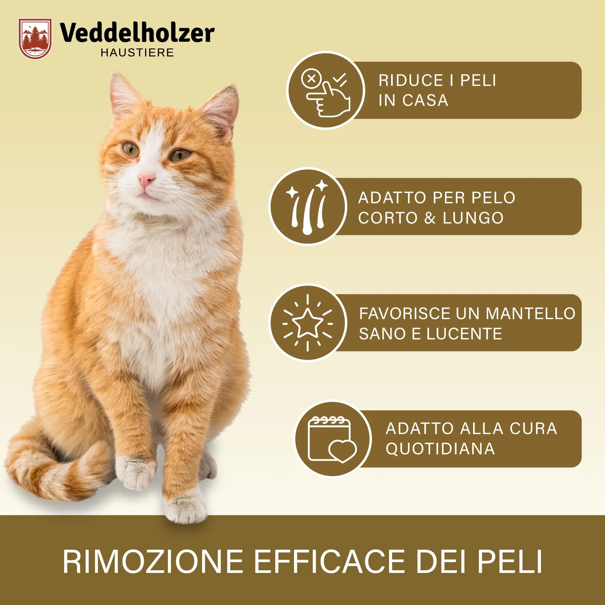 Spazzola premium Veddelholzer per cani & gatti con rimozione del pelo One-Click – spazzola efficace per il sottopelo di cani e gatti, cura delicata del mantello & districatura - immagine 5
