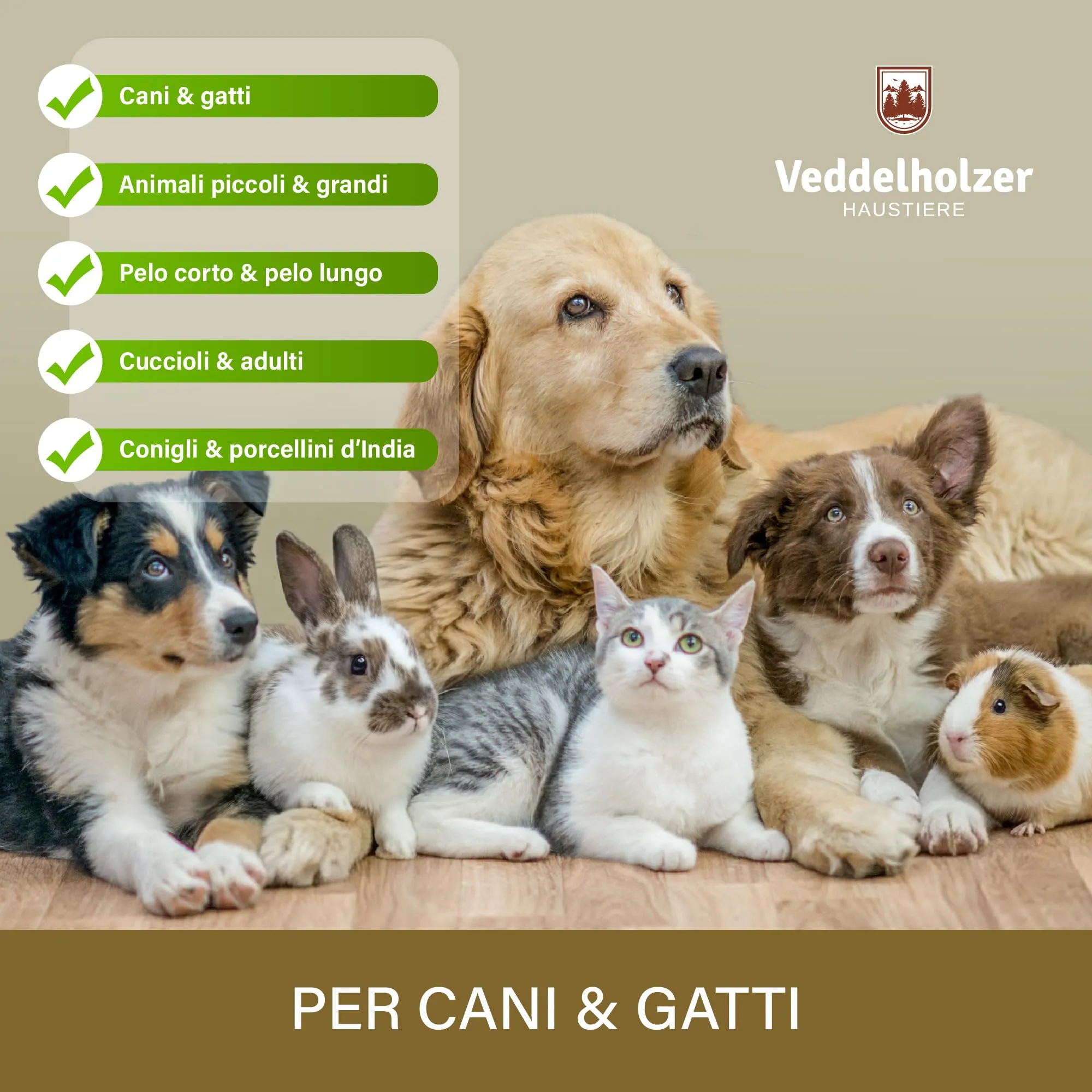 Spazzola premium Veddelholzer per cani & gatti con rimozione del pelo One-Click – spazzola efficace per il sottopelo di cani e gatti, cura delicata del mantello & districatura - immagine 6