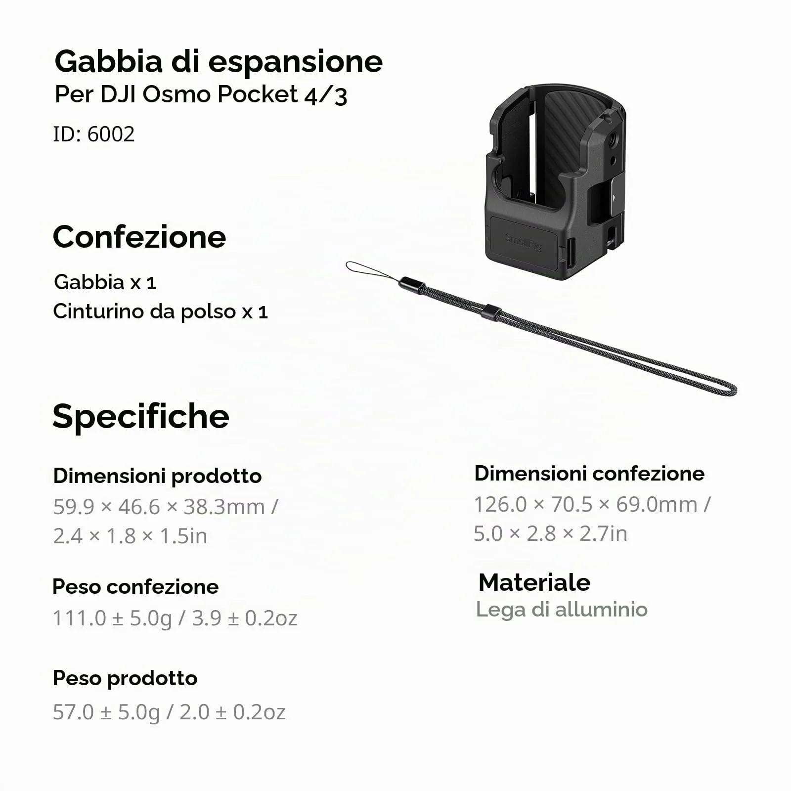 SMALLRIG Gabbia Protettiva in Alluminio per DJI Osmo Pocket 3/ 4/ 4P - 6002 - immagine 8