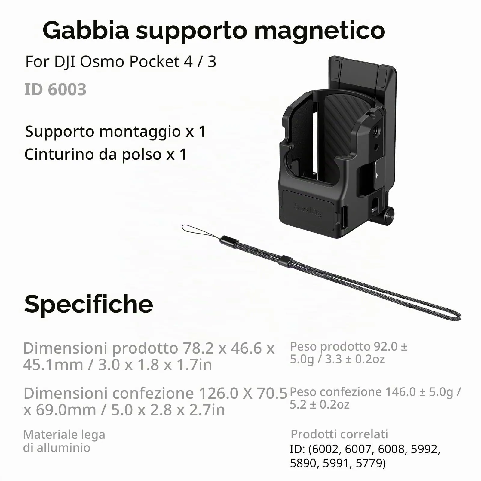 SMALLRIG Supporto Magnetico per DJI Osmo Pocket 4/ 4P/ 3 - 6003 - immagine 7
